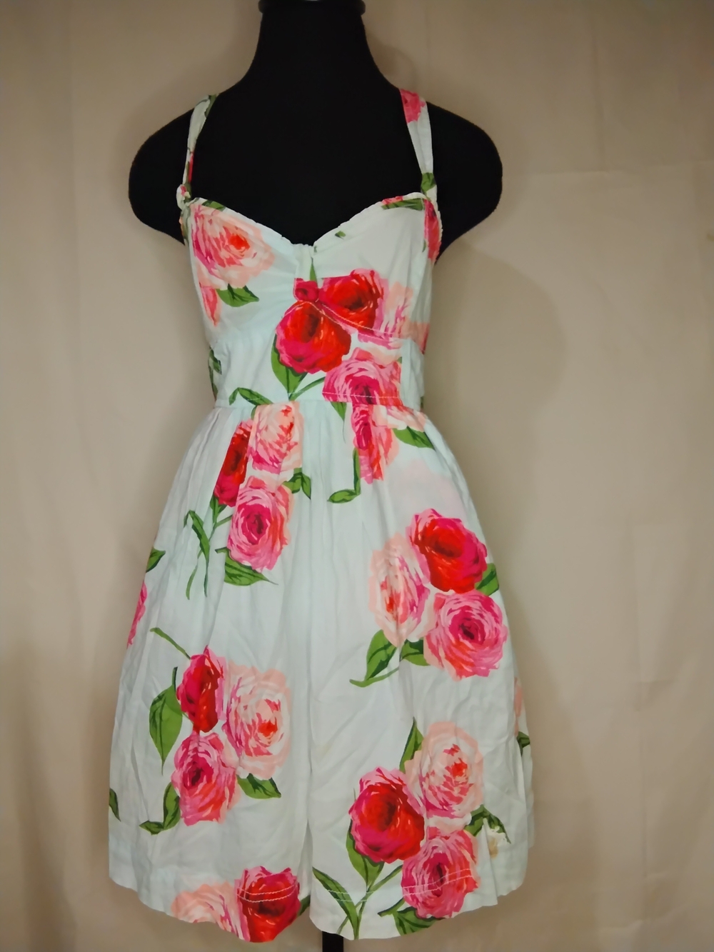 Abercrombie & Fitch Mint Floral Sundress with Pink & Red Roses